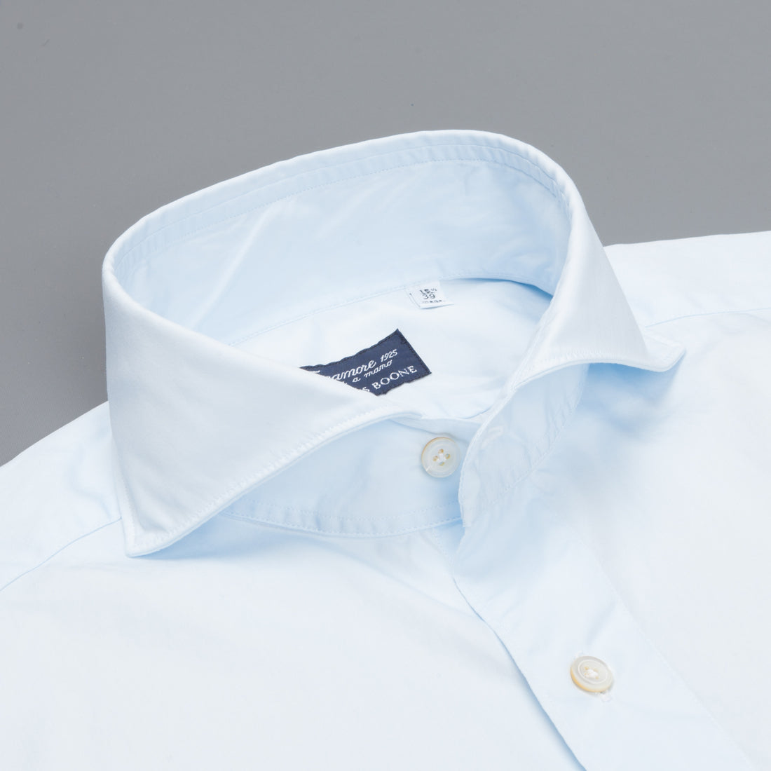 Finamore Gaeta Shirt Sergio Collar Alumo Poplin Celeste
