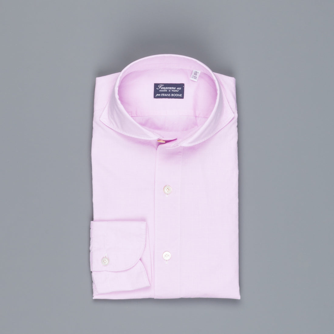 Finamore Gaeta Shirt Sergio Collar Fine Pink Puppytooth