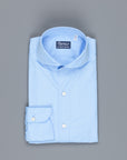 Finamore Tokyo Shirt Sergio Collar Alumo Poplin Avio Blue