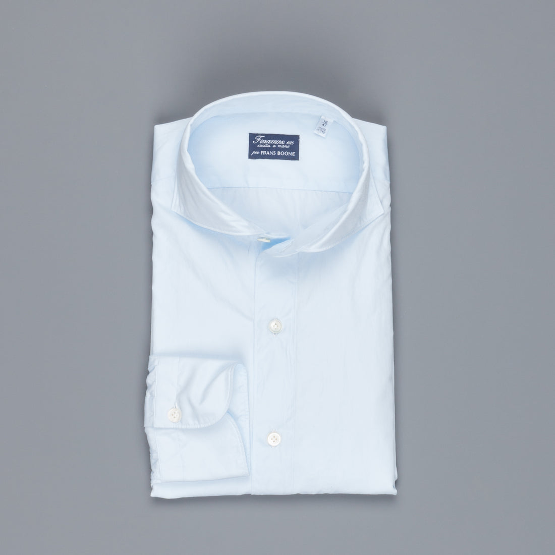 Finamore Gaeta Shirt Sergio Collar Alumo Poplin Celeste