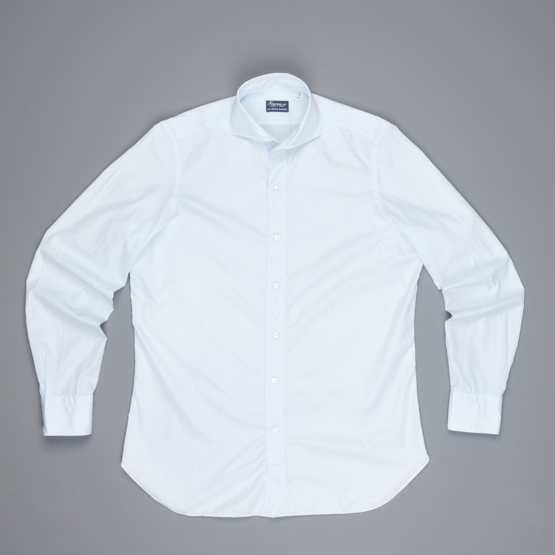 Finamore Gaeta Shirt Sergio Collar Alumo Poplin Celeste