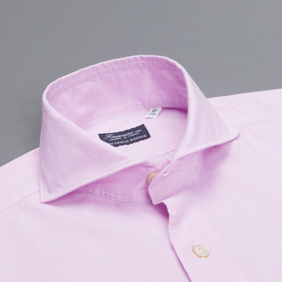 Finamore Gaeta Shirt Sergio Collar Fine Pink Puppytooth