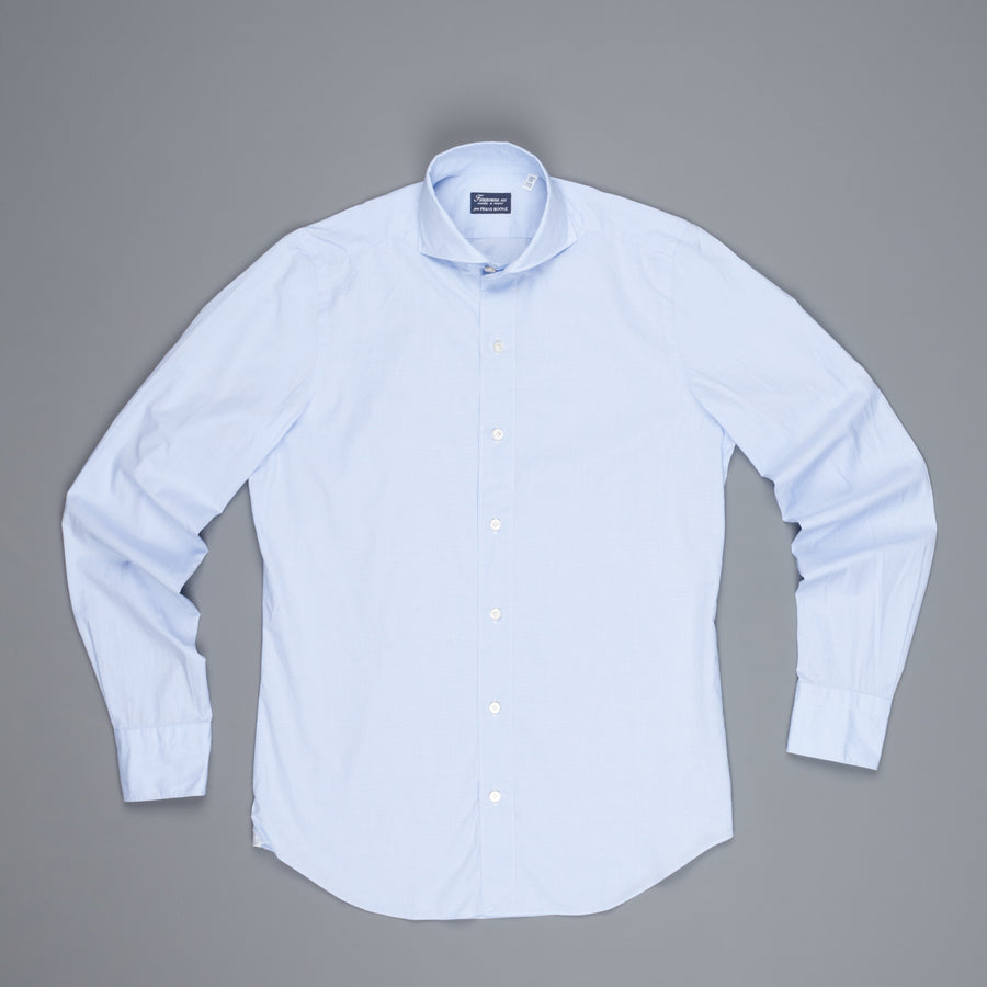 Finamore Tokyo Shirt Sergio Collar Fine Light Blue Puppytooth