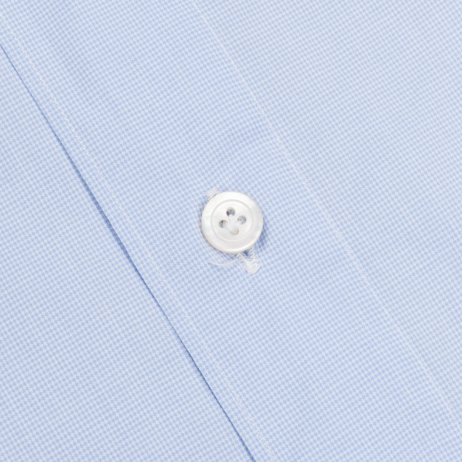 Finamore Tokyo Shirt Sergio Collar Fine Light Blue Puppytooth