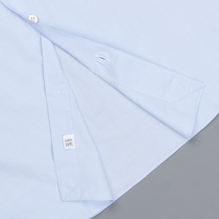 Finamore Tokyo Shirt Sergio Collar Fine Light Blue Puppytooth