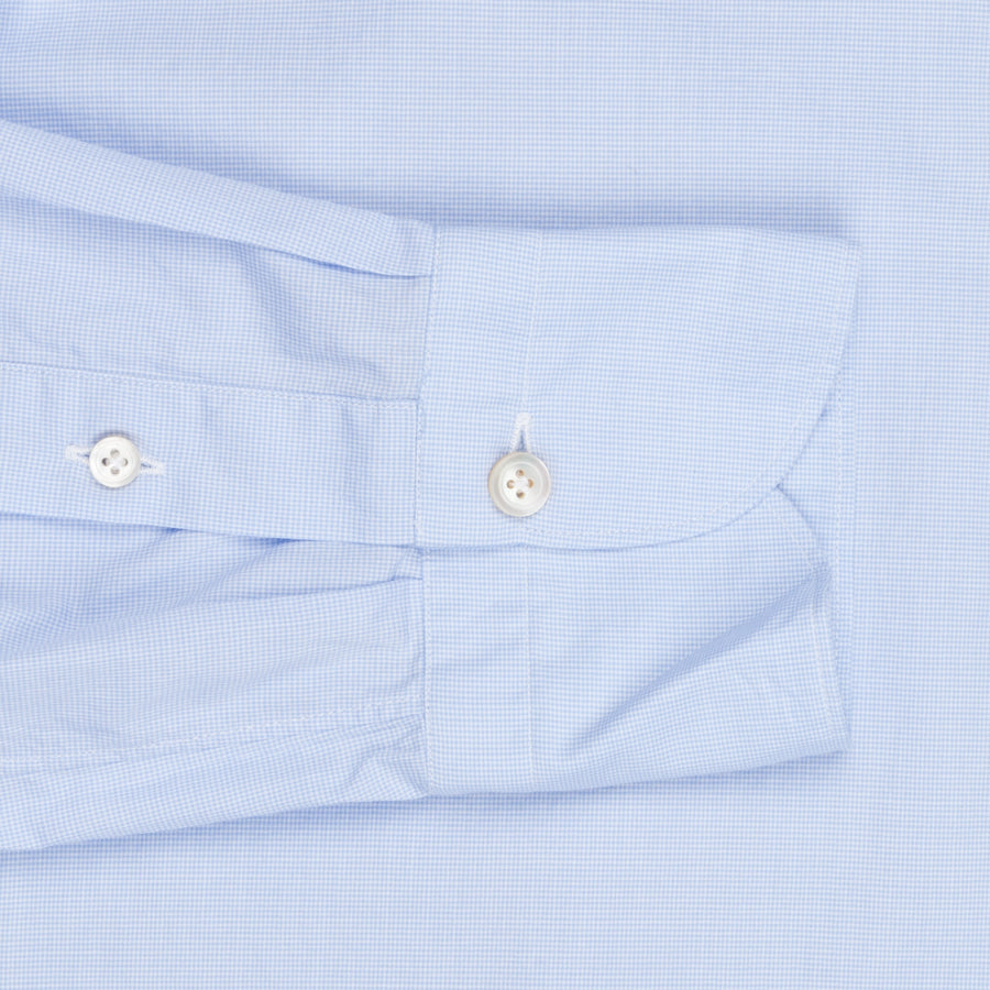 Finamore Tokyo Shirt Sergio Collar Fine Light Blue Puppytooth