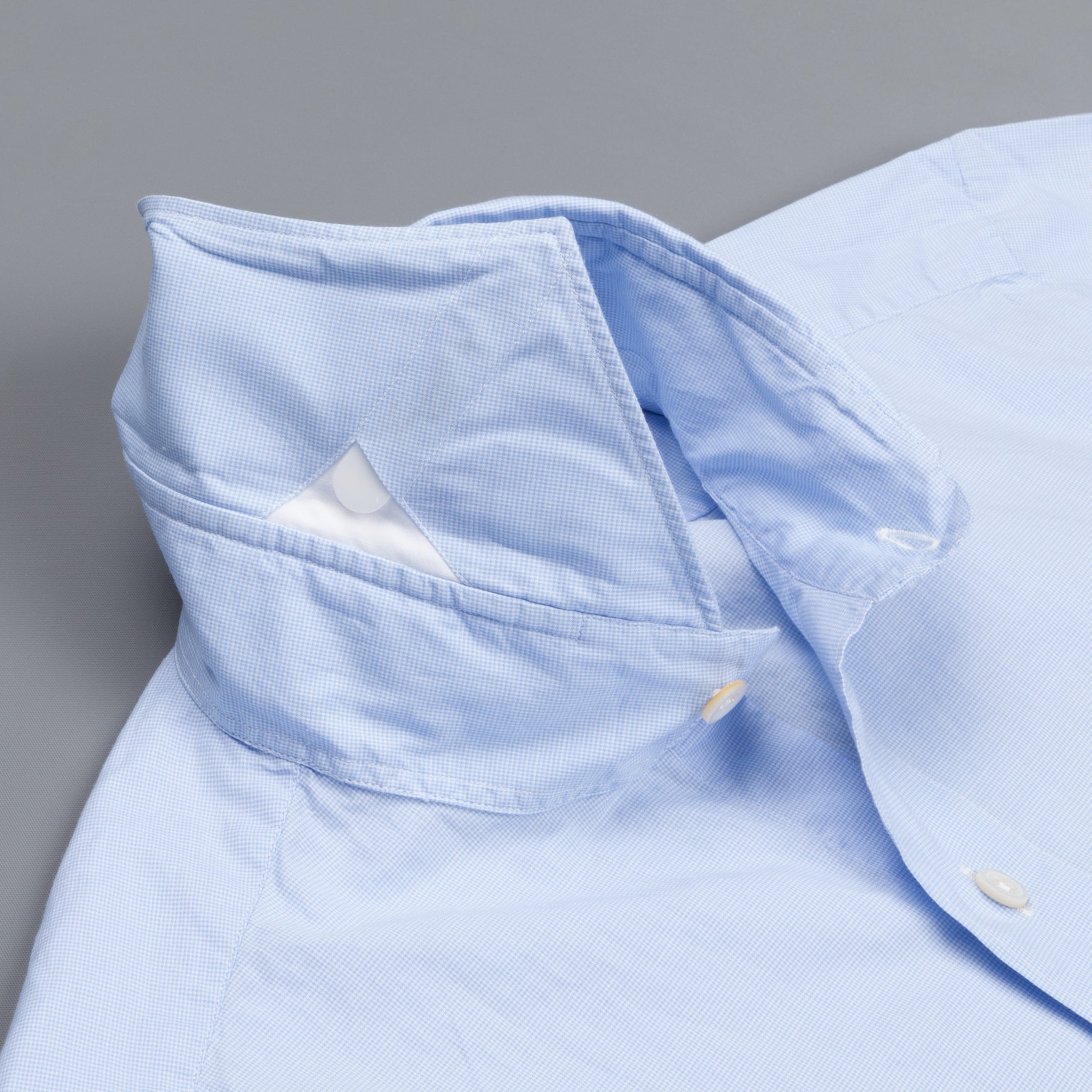 Finamore Tokyo Shirt Sergio Collar Fine Light Blue Puppytooth
