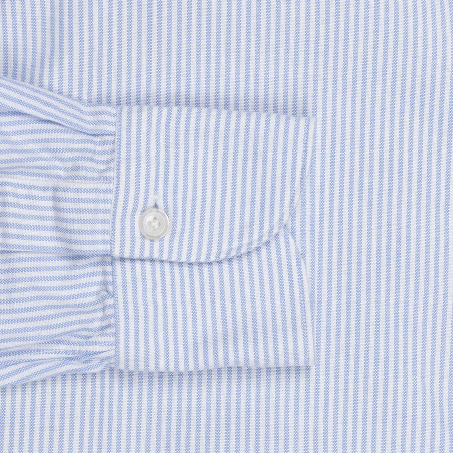 Finamore Gaeta shirt Sergio collar brushed oxford light blue stripe