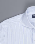 Finamore Gaeta shirt Sergio collar brushed oxford light blue stripe