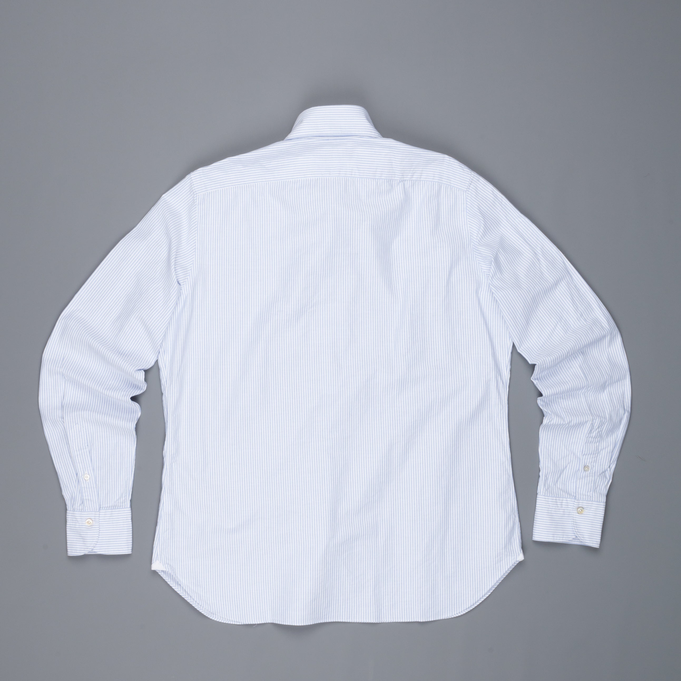 Finamore Gaeta shirt Sergio collar brushed oxford light blue stripe
