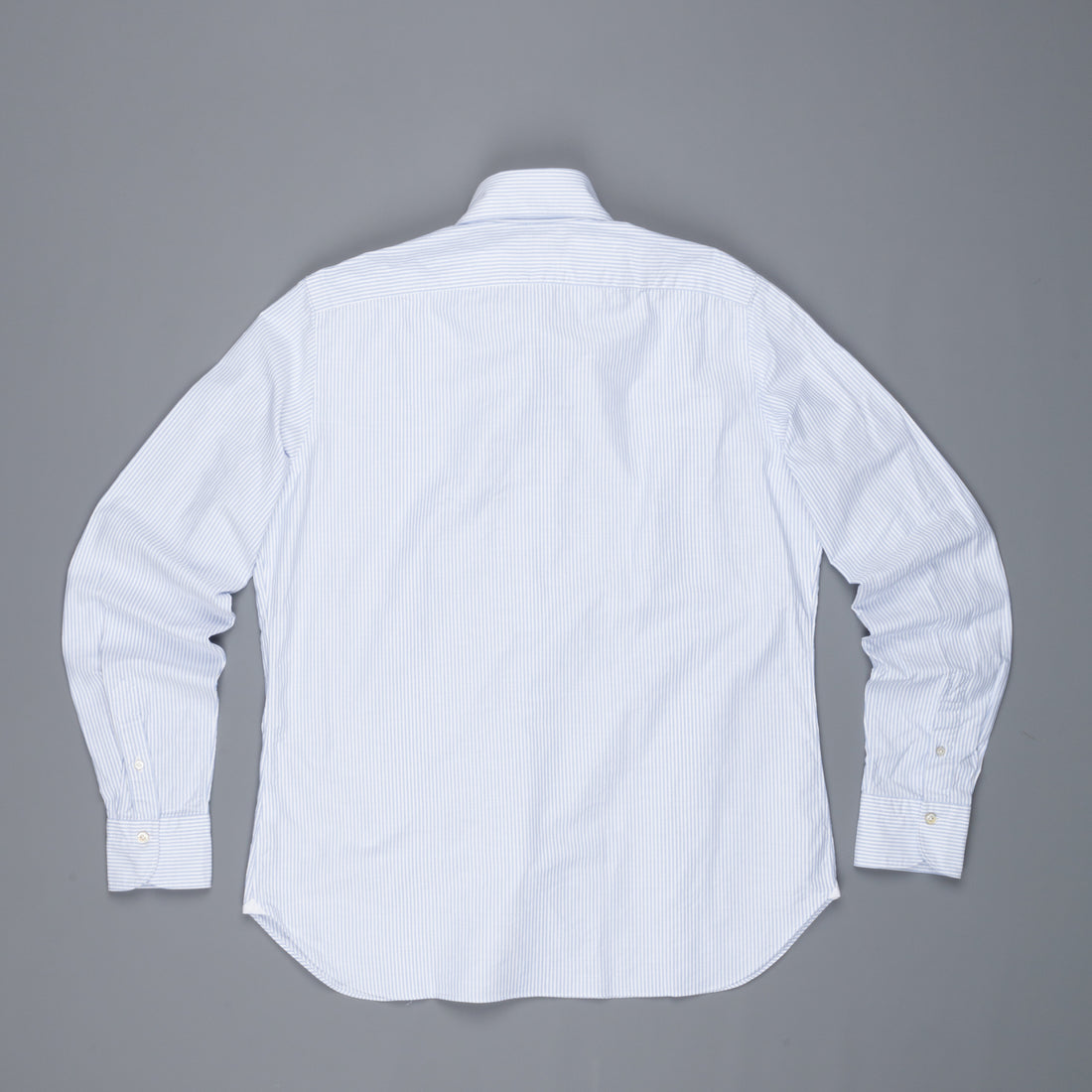 Finamore Gaeta shirt Sergio collar brushed oxford light blue stripe