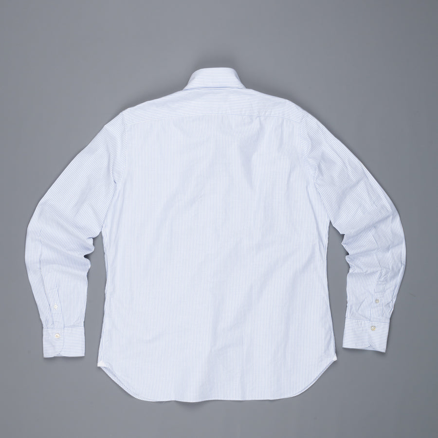 Finamore Gaeta shirt Sergio collar brushed oxford light blue stripe