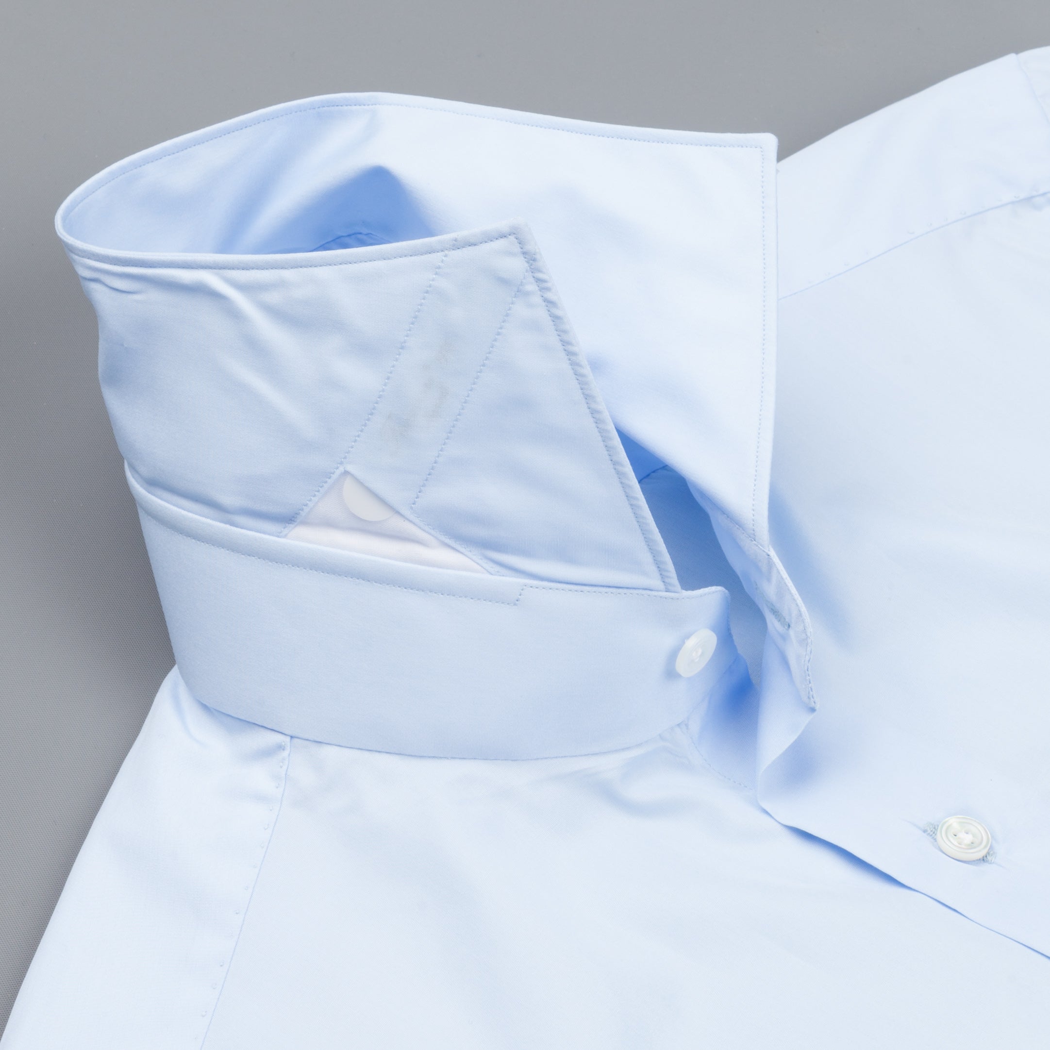 Finamore &#39;Traveller&#39; shirt Milano fit Collar Eduardo Alumo Blue poplin