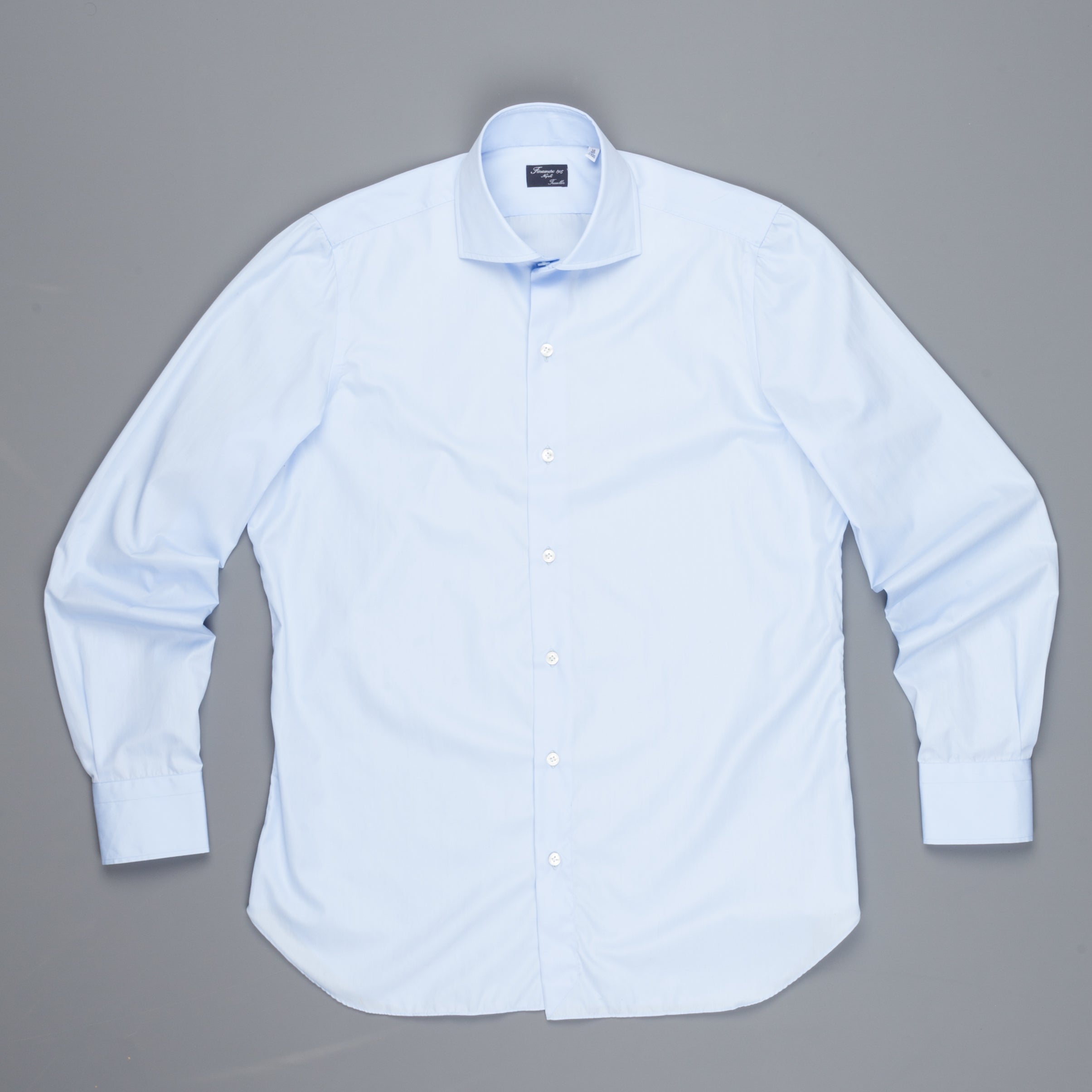 Finamore &#39;Traveller&#39; shirt Napoli fit Collar Eduardo Blue Alumo poplin