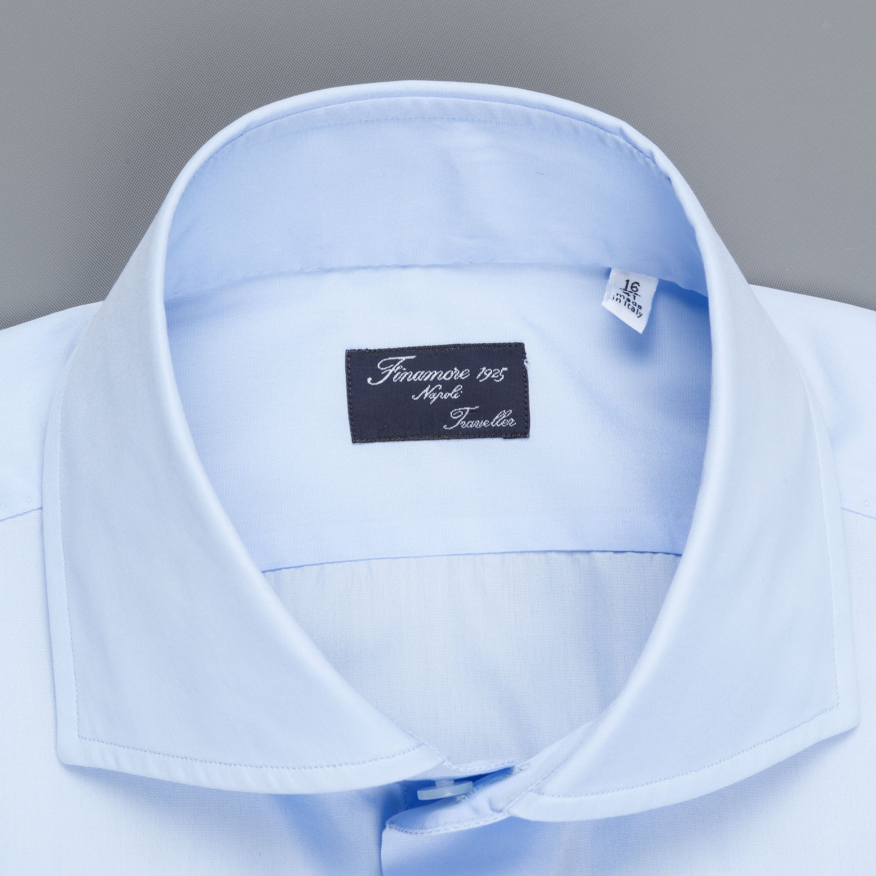 Finamore &#39;Traveller&#39; shirt Napoli fit Collar Eduardo Blue Alumo poplin