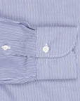 Finamore Milano Shirt soft lined Collar Sergio navy stripe Supralux Voyage Alumo