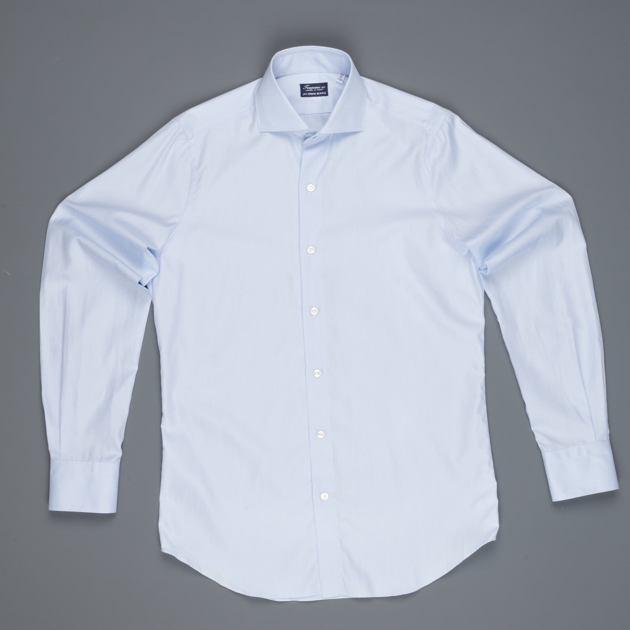 Finamore Milano fine light blue twill shirt Collo Eduardo