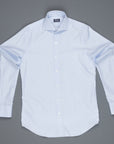 Finamore Milano fine light blue twill shirt Collo Eduardo