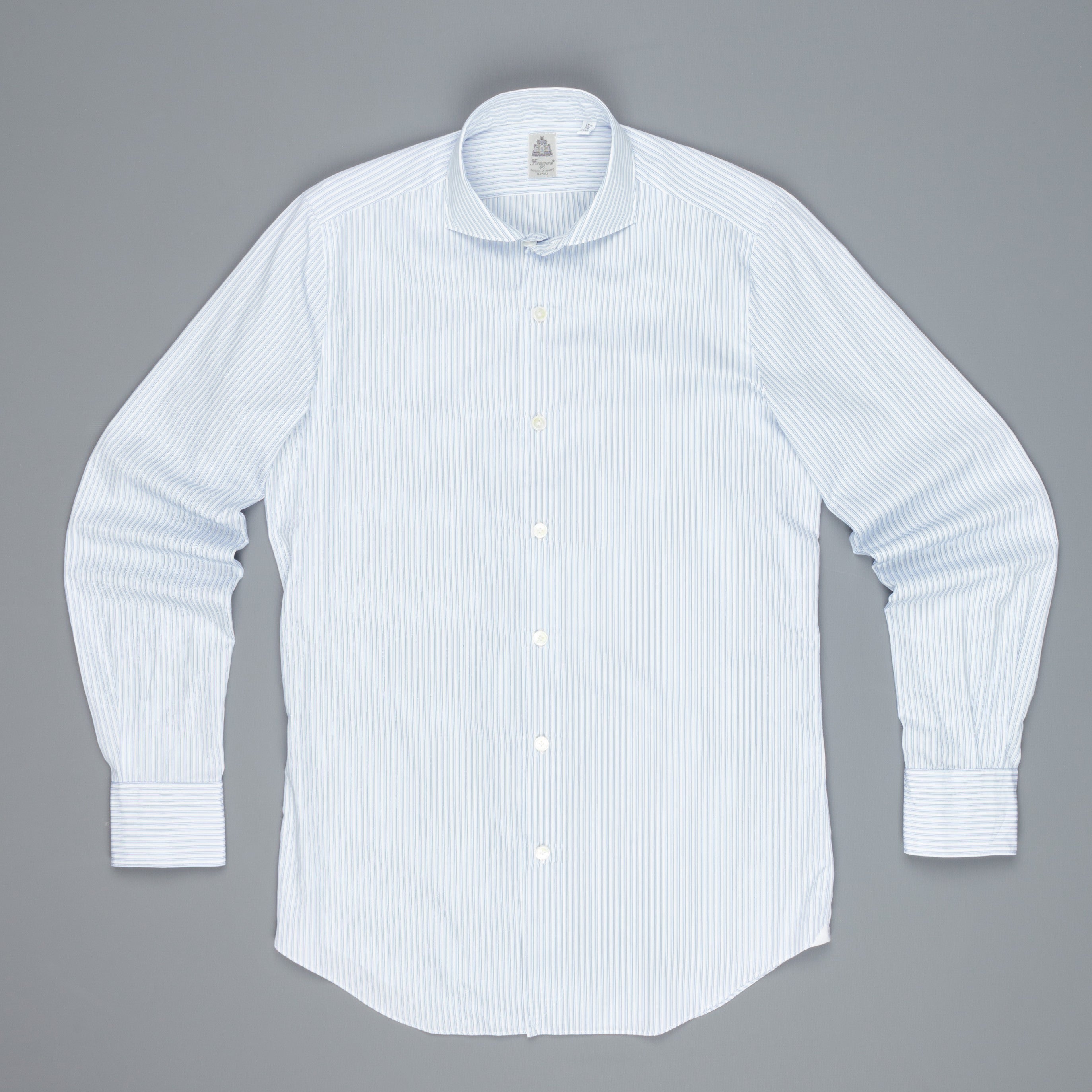 Finamore Seattle shirt blue cielo vintage stripes