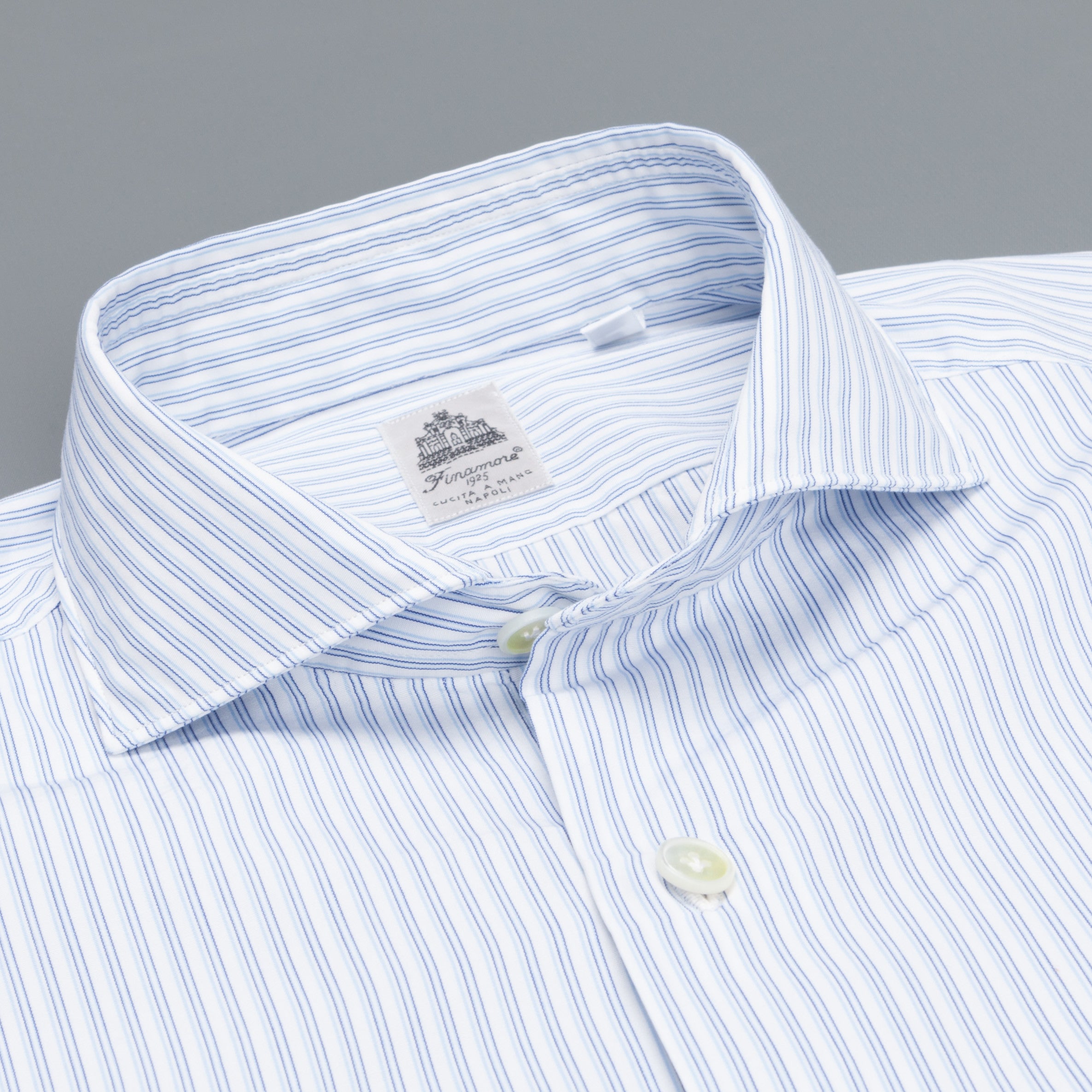Finamore Seattle shirt blue cielo vintage stripes