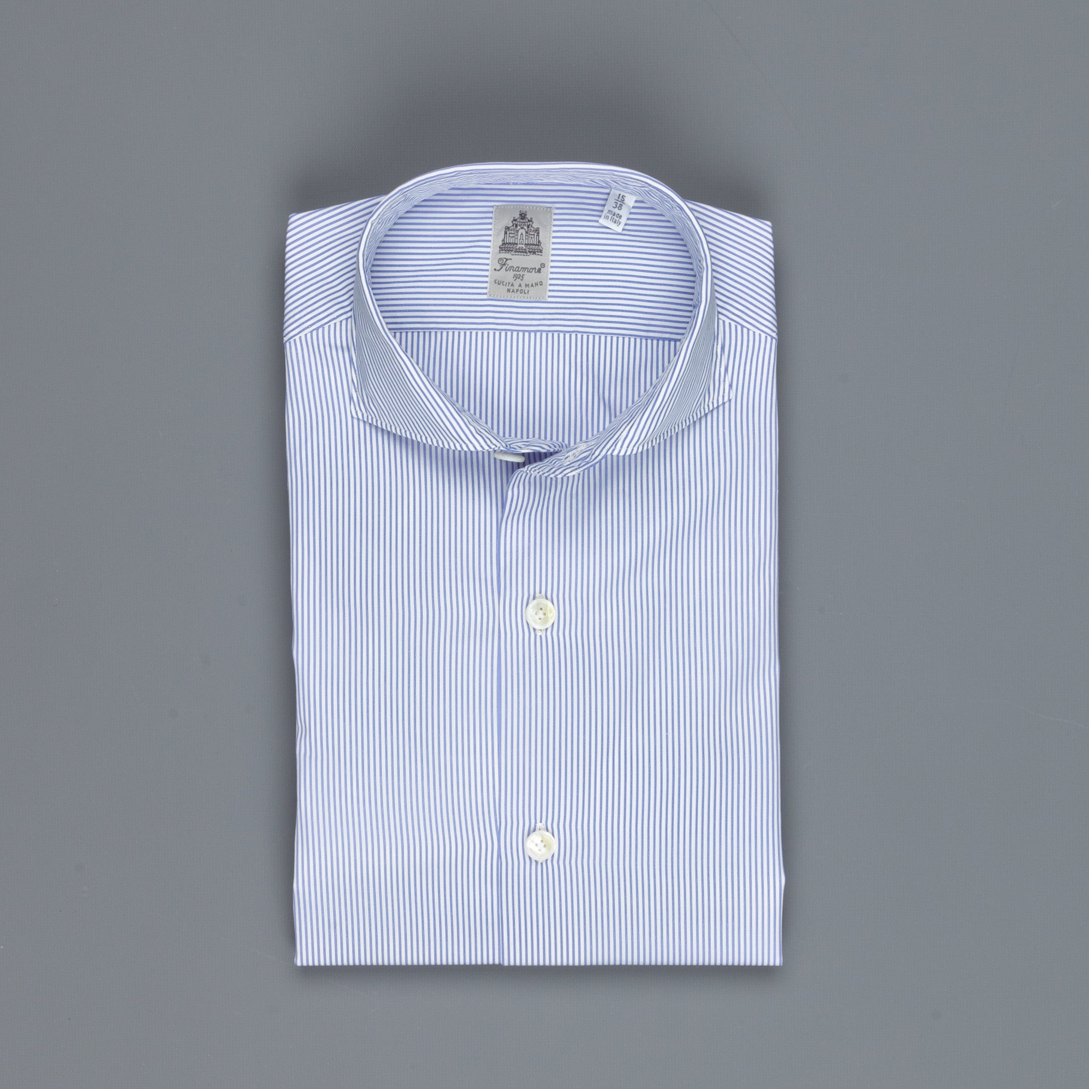 Finamore Seattle shirt blue bengal stripe