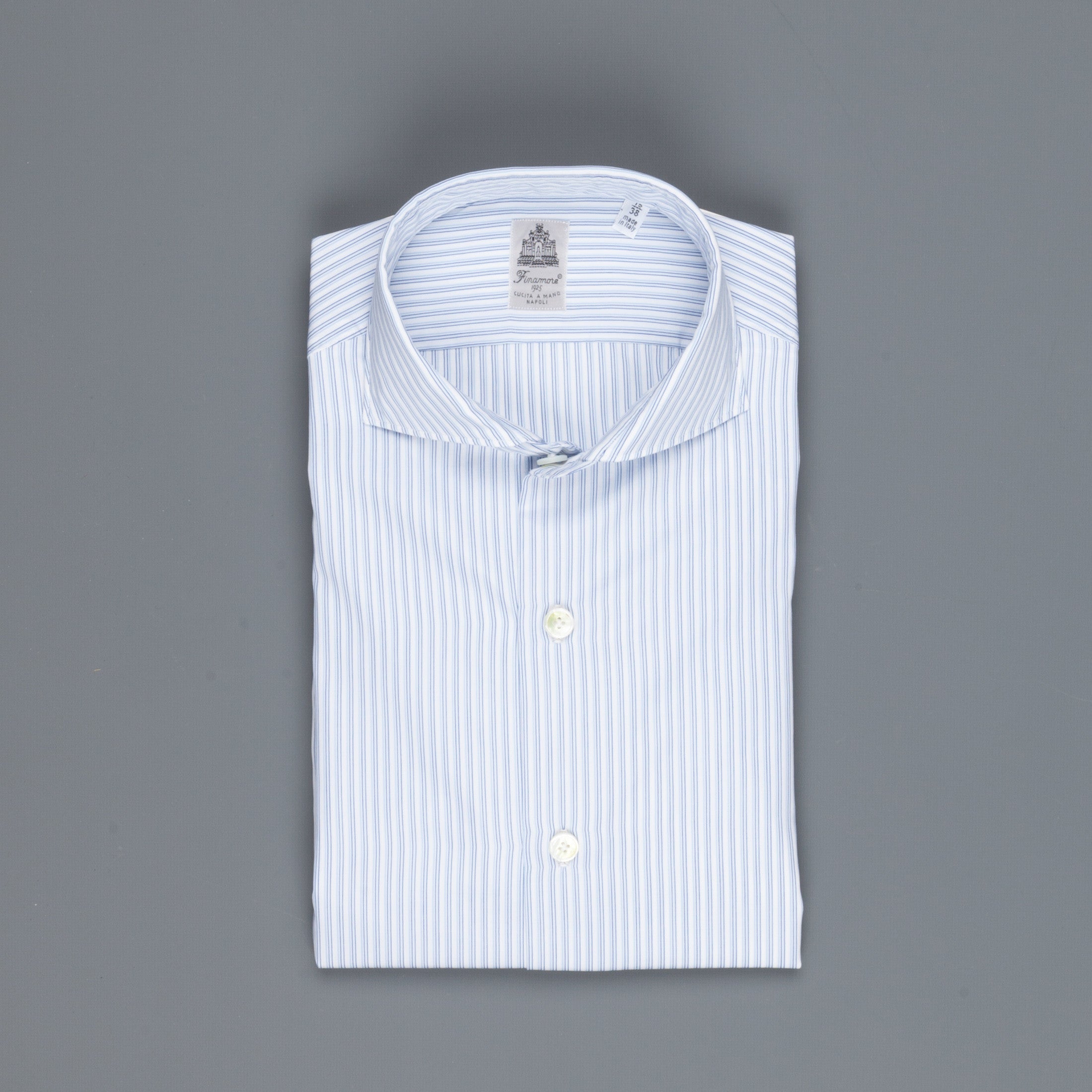 Finamore Seattle shirt blue cielo vintage stripes