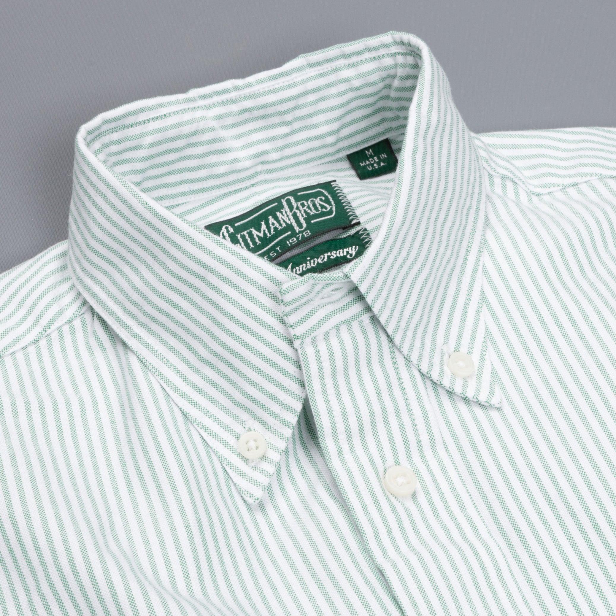 Gitman Vintage oxford button down shirt green striped