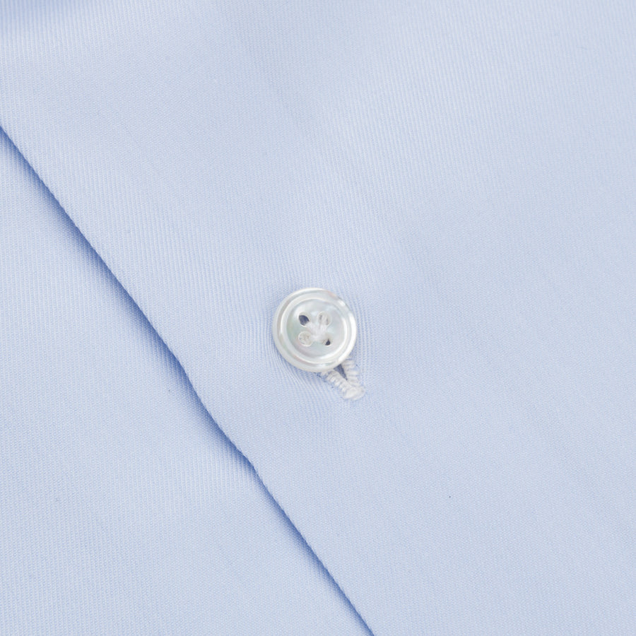 Finamore 'Traveller' Shirt Napoli Fit Collar Eduardo Blue Alumo twill