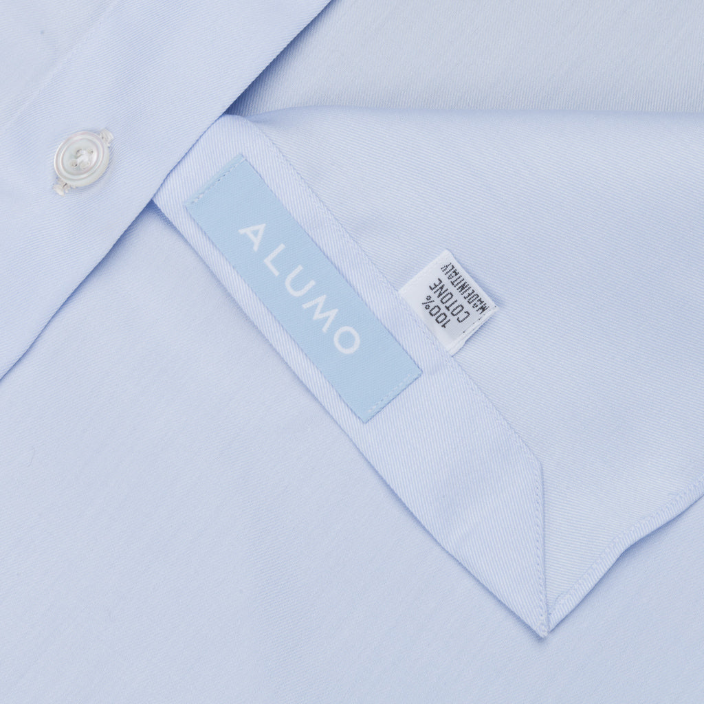 Finamore &#39;Traveller&#39; Shirt Napoli Fit Collar Eduardo Blue Alumo twill