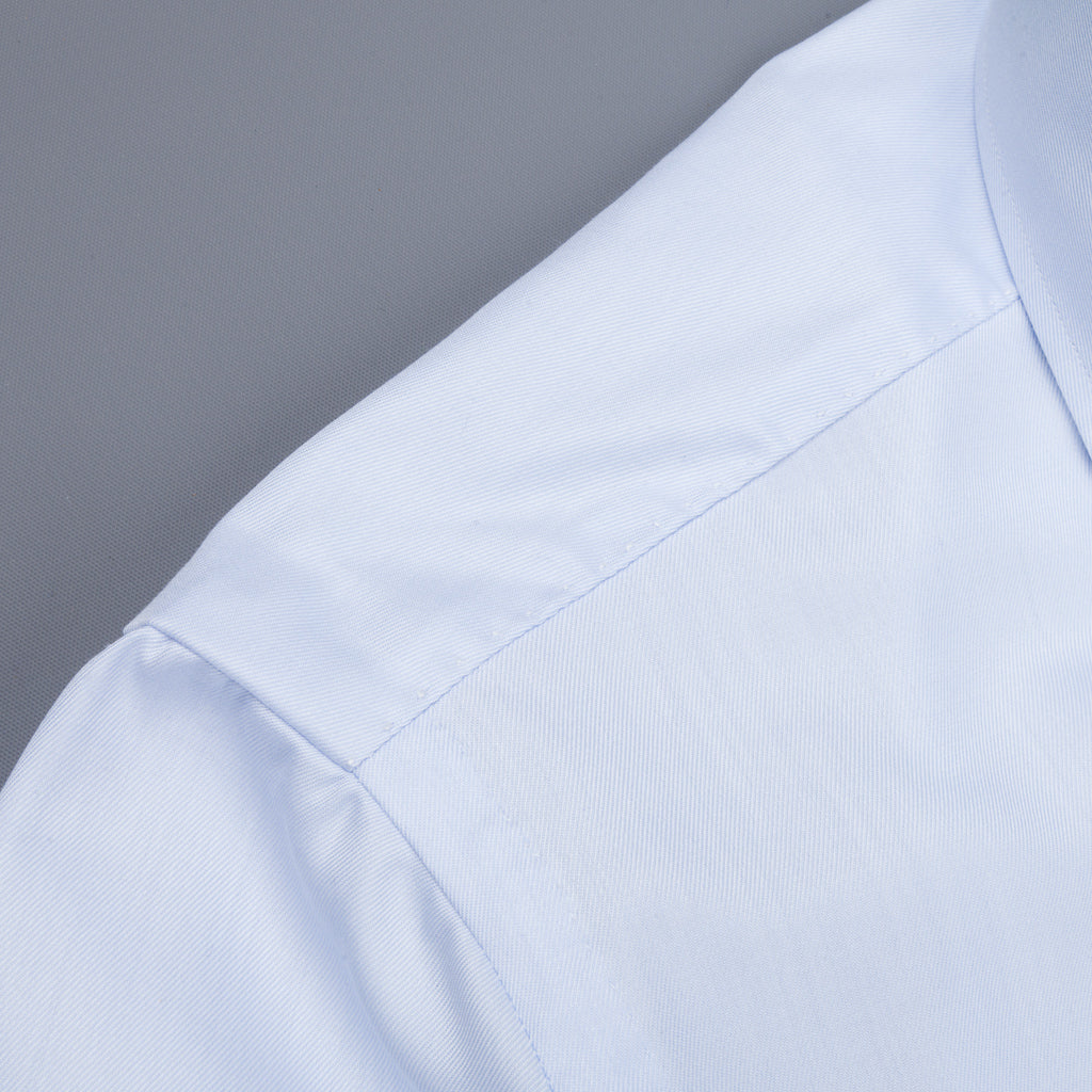 Finamore 'Traveller' Shirt Napoli Fit Collar Eduardo Blue Alumo twill