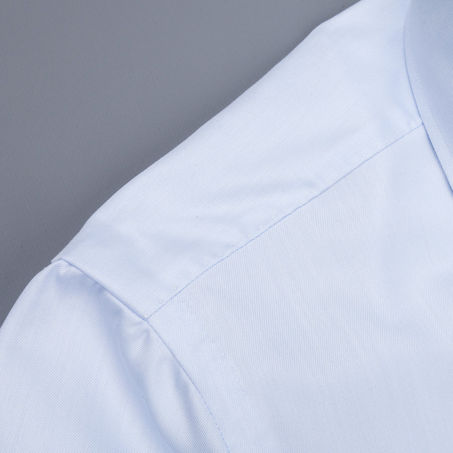 Finamore 'Traveller' Shirt Napoli Fit Collar Eduardo Blue Alumo twill
