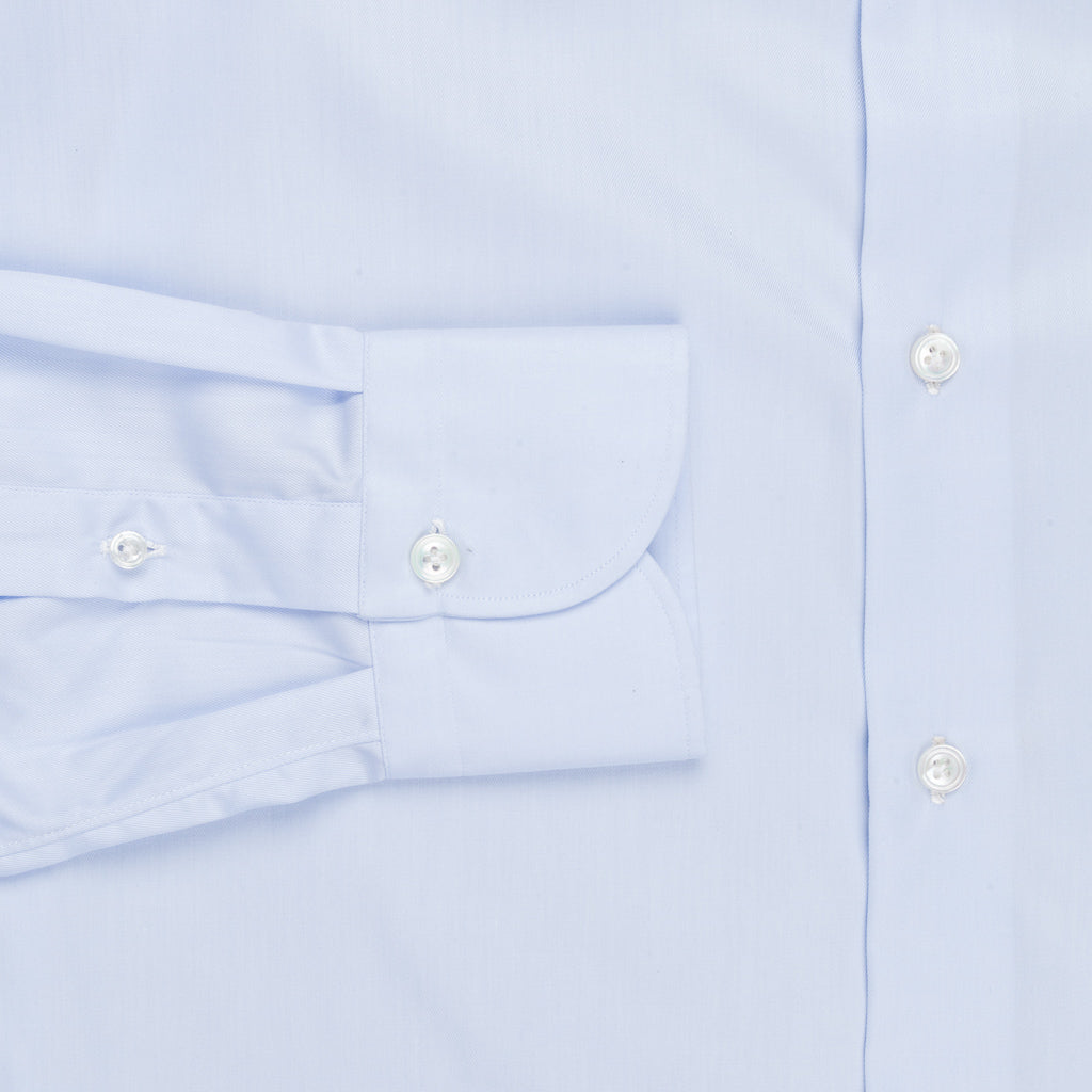 Finamore &#39;Traveller&#39; Shirt Napoli Fit Collar Eduardo Blue Alumo twill