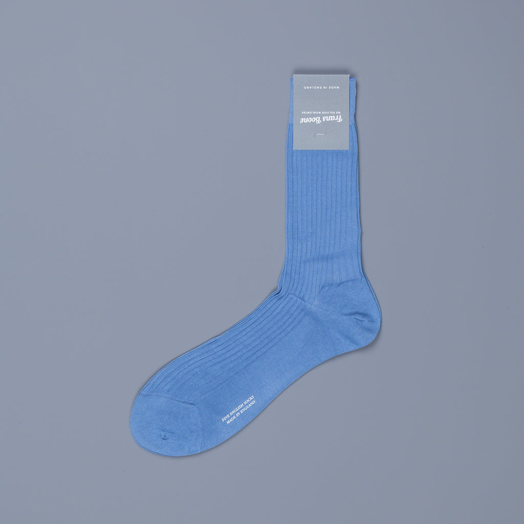 Frans Boone X Pantherella Vale Socks 100% Fil d&#39;Ecosse / Cotton lisle Denim