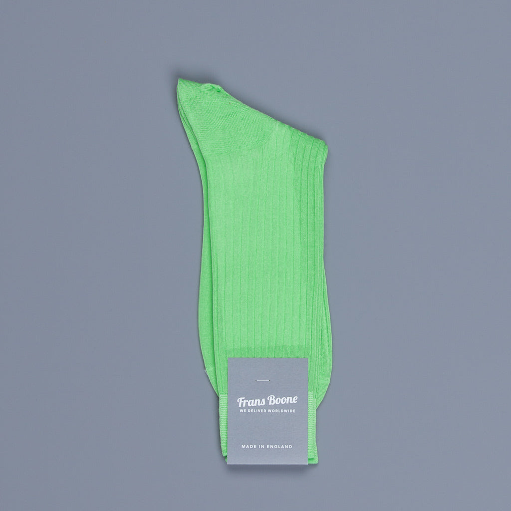 Frans Boone X Pantherella Vale Socks 100% Fil d&#39;Ecosse / Cotton lisle Bright lime