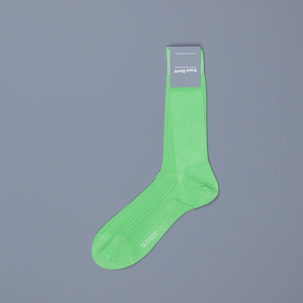 Frans Boone X Pantherella Vale Socks 100% Fil d&#39;Ecosse / Cotton lisle Bright lime