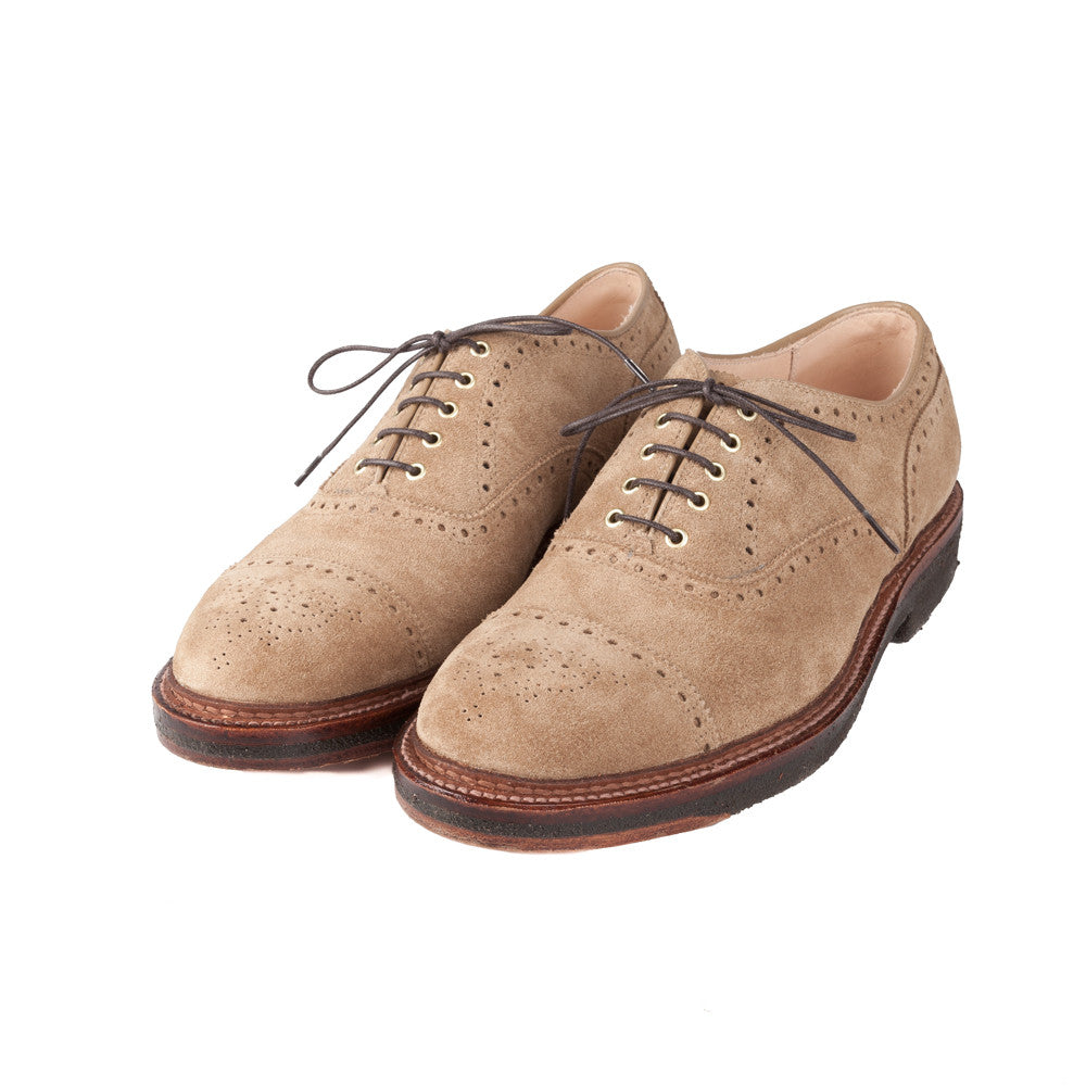 Alden x Frans Boone cap toe in tan suede on crepe sole