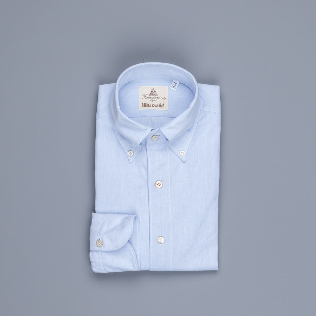 Finamore Tokyo Shirt Collo Lucio Original Chambray Blu Chiaro