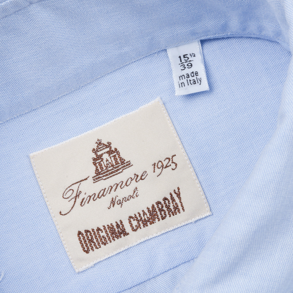 Finamore Tokyo Shirt Collo Lucio Original Chambray Blu Chiaro