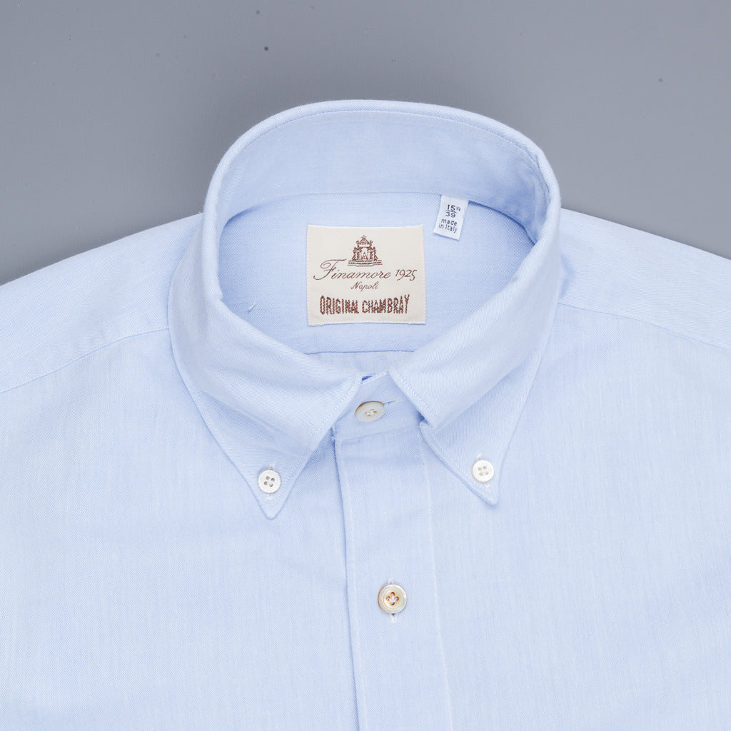 Finamore Tokyo Shirt Collo Lucio Original Chambray Blu Chiaro