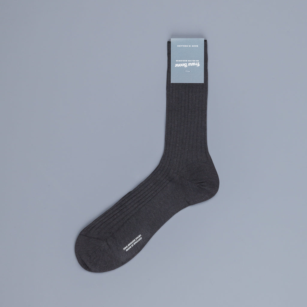 Frans Boone X Pantherella Vale Socks 100% Fil d'Ecosse / Cotton lisle Dark Grey Mix