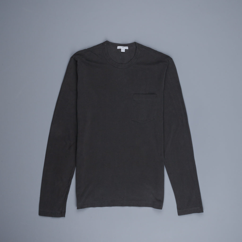 James Perse L/S Crew Neck Pocket Tee Suede Jersey Carbon