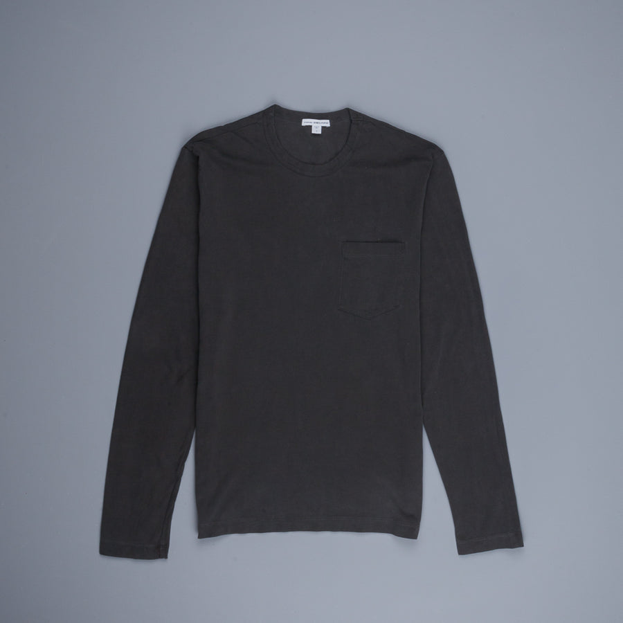 James Perse L/S Crew Neck Pocket Tee Suede Jersey Carbon