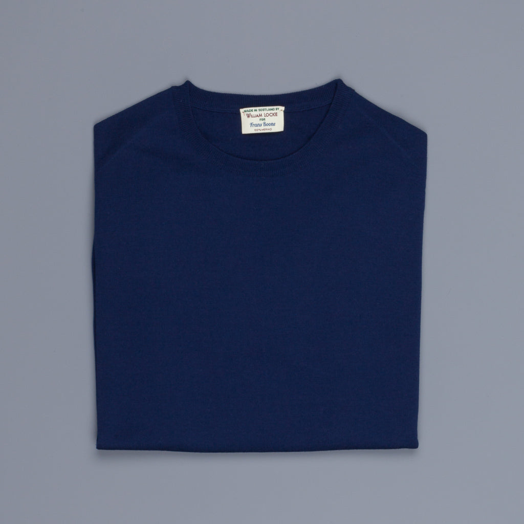 William Lockie x Frans Boone 30 gauge Loro Piana Merino&#39;s Crew Neck American Navy