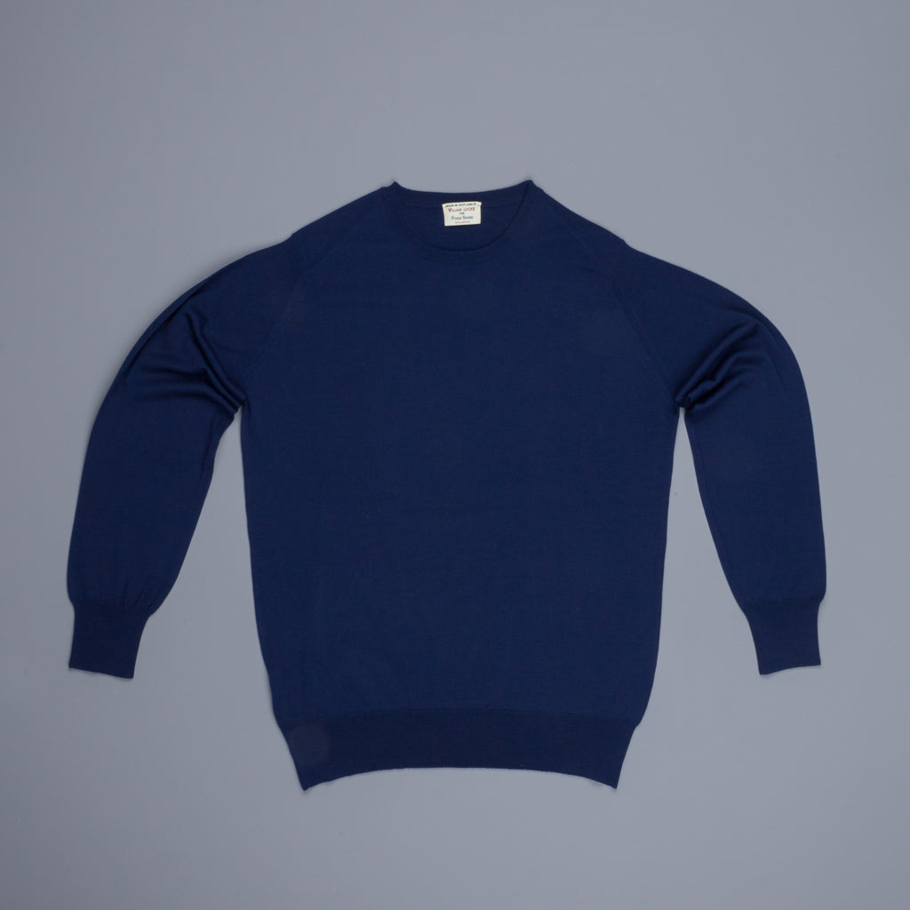 William Lockie x Frans Boone 30 gauge Loro Piana Merino&#39;s Crew Neck American Navy