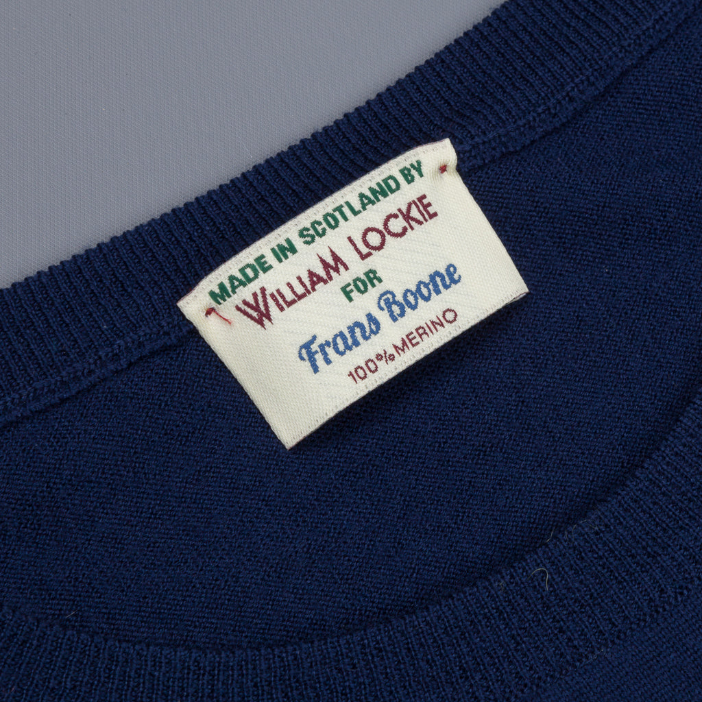 William Lockie x Frans Boone 30 gauge Loro Piana Merino&#39;s Crew Neck American Navy