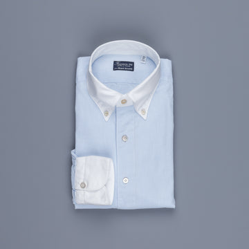 Finamore 'Winchester' Shirt Gaeta Fit Lucio Collar Chambray celeste