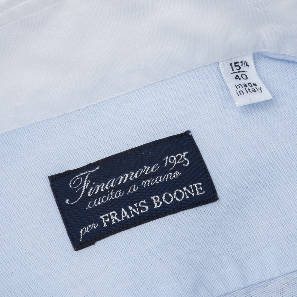 Finamore &#39;Winchester&#39; Shirt Gaeta Fit Lucio Collar Chambray celeste