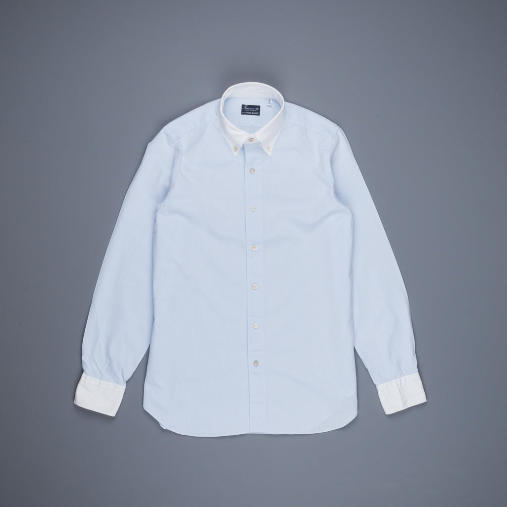 Finamore &#39;Winchester&#39; Shirt Gaeta Fit Lucio Collar Chambray celeste