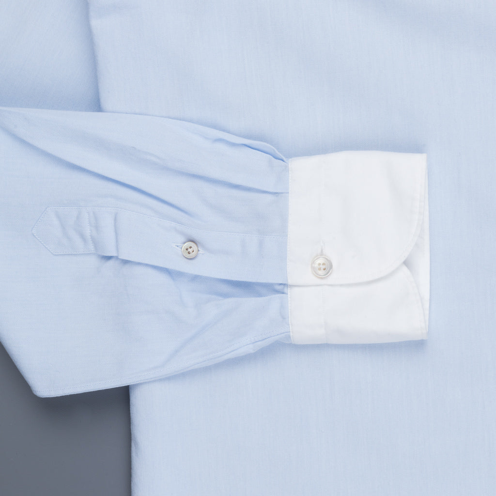 Finamore &#39;Winchester&#39; Shirt Gaeta Fit Lucio Collar Chambray celeste