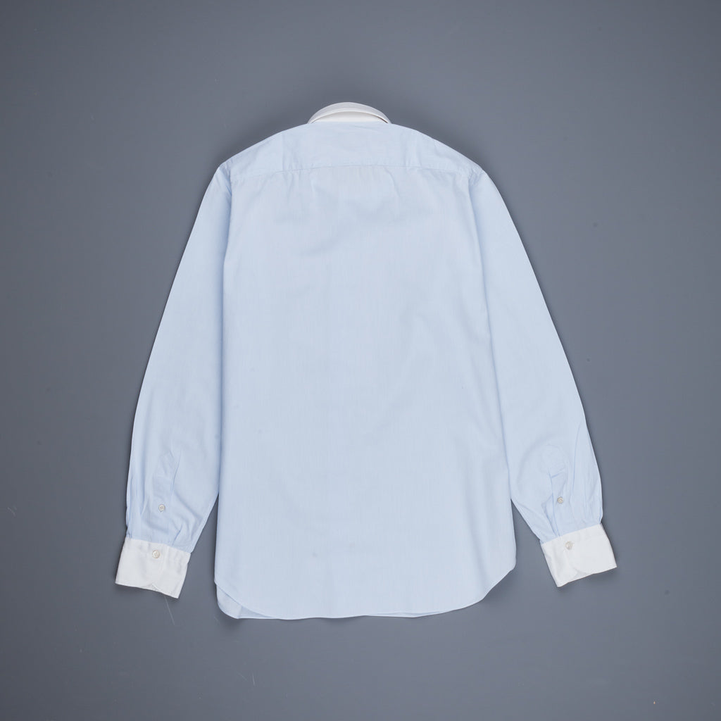 Finamore &#39;Winchester&#39; Shirt Gaeta Fit Lucio Collar Chambray celeste